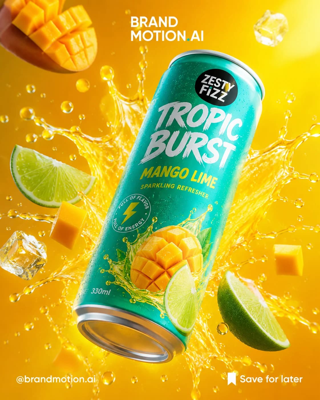 Tropic Burst mango lime can in a citrus splash